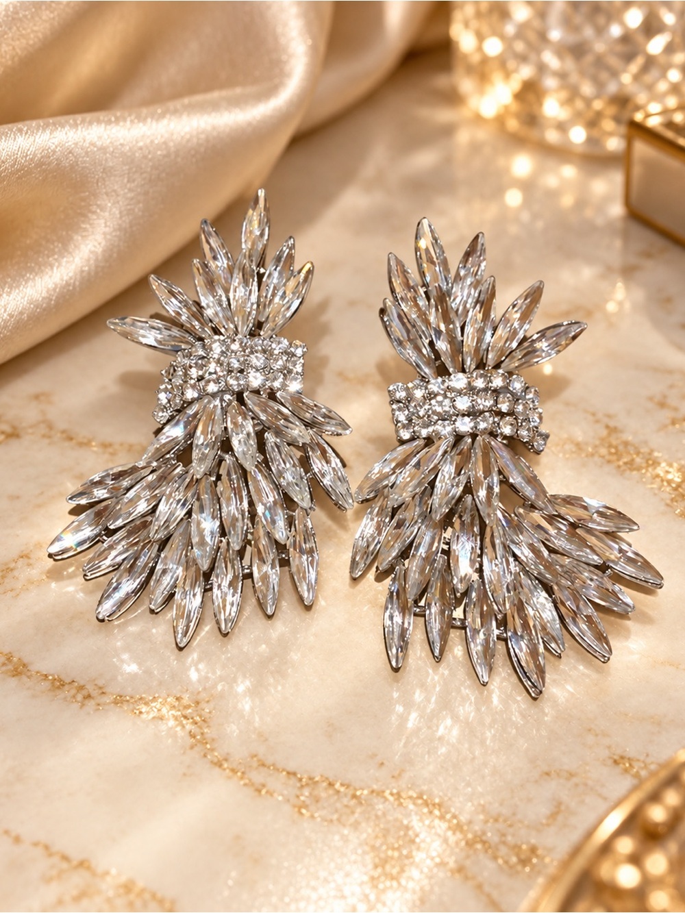 Crystal Marquise Drop Statement Earrings
